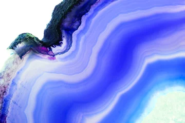 Photo sur Plexiglas Cristaux Fond abstrait, minéral de tranche d& 39 agate bleue avec des lignes courbes