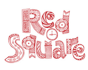 Red Square Lettering 