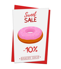 Set of pastry poster, banner for sale of donut. Promo, advertisi