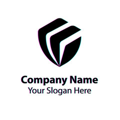 Abstract logo design with glitch effect on white background, Abstract graphic icon, logo design template, symbol for company