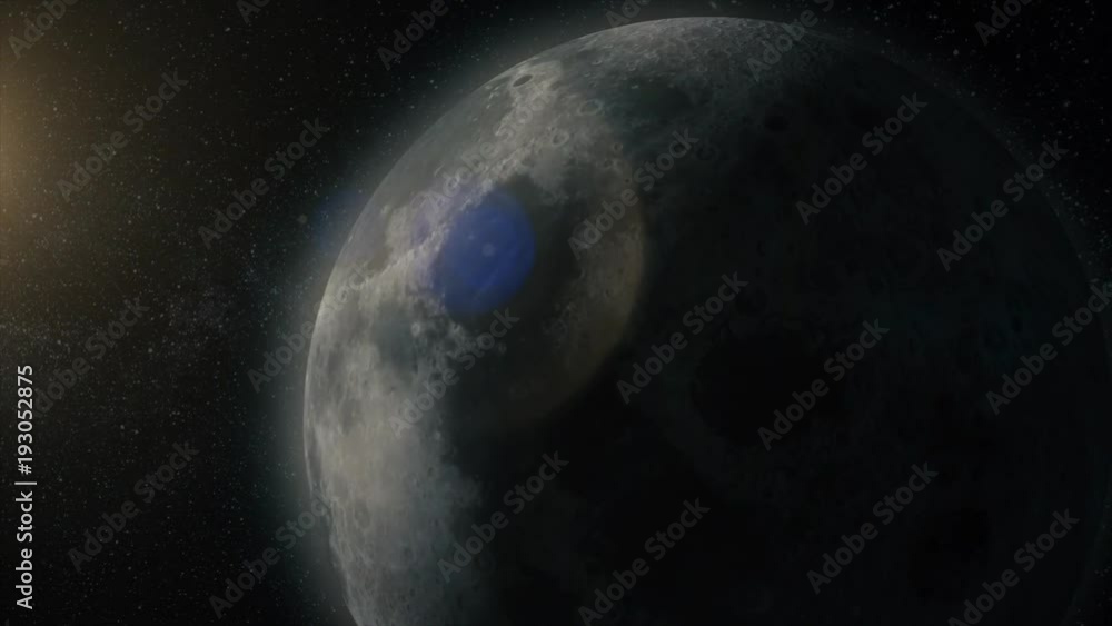 Poster moon phases realistic fit height loop. animation moon phases with light motion of moon surface with 