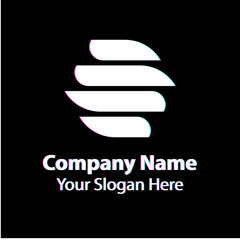 Abstract logo design with glitch effect on black background, Abstract graphic icon, logo design template, symbol for company