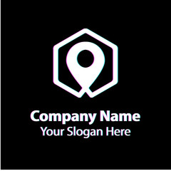 Abstract logo design with glitch effect on black background, Abstract graphic icon, logo design template, symbol for company