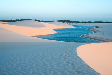 Lagoons in the desert of Lencois Maranhenses National Park, Brazil