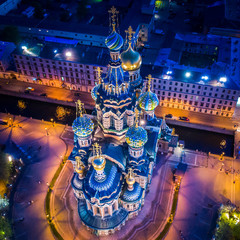 Savior on Spilled Blood. The Museum of Russia. St. Petersburg. From the height of the museum of Petersburg. Temple of the Savior on the Blood. Saint Petersburg Russia