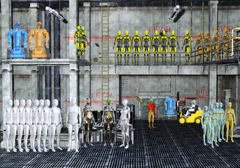 3D Illustration of a Robot warehouse © rick