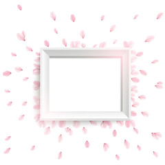 Fototapeta premium ベクター、桜の花びらと白いフレーム