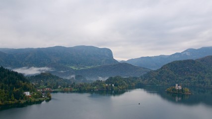 Fototapeta na wymiar Landscape surrounding Bled Lake in Slovenia