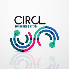 Abstract swirl lines symbol, circle logo icon