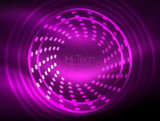 Glowing neon dotted shape abstract background, technology shiny concept design, magic space geometric background