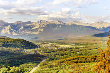 Panorama of Jasper  taken from Whistler Mountain, Alberta, Canada