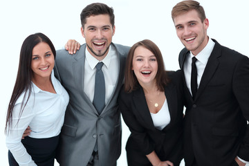 happy business team.isolated on a white background.