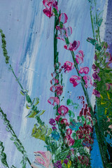 Oil painting still life with  flowers On  Canvas with  texture