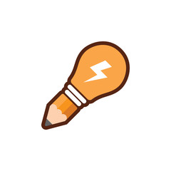 Pencil light bulb logo design
