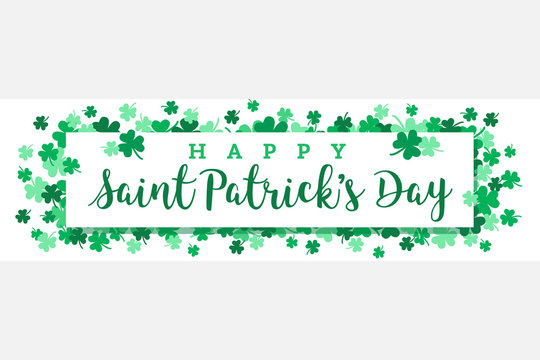 Happy Saint Patrick's Day Shamrocks Banner Vector Illustration 1
