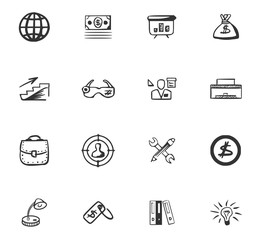 Doodle Business icons set