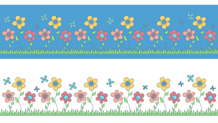 Children's pattern of flowers to decorate a children's room, clothes or accessories for children. Vector illustration.