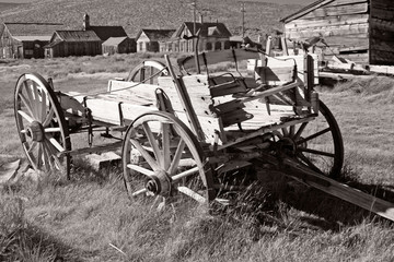 Fototapeta na wymiar Old Cart in Bodie California Black & White