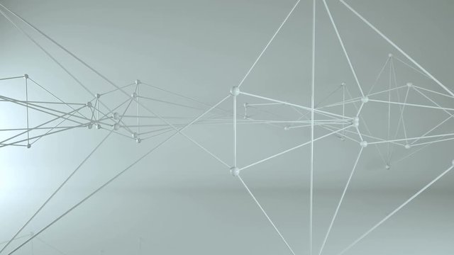Futuristic network with nodes and lines. Internet communication concept. Computer generated seamless loop 3D render animation 4k UHD (3840x2160)
