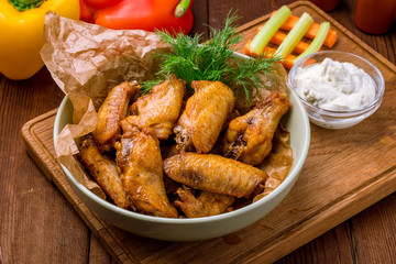 Chicken wings with blue cheese sauce