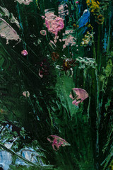 Oil painting still life with  flowers On  Canvas with  texture