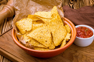 nachos chips with sauce