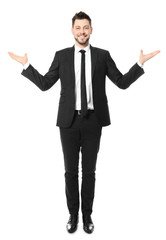 Young businessman on white background