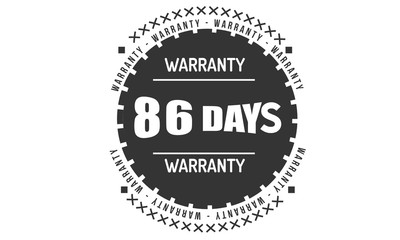 86 days warranty icon vintage rubber stamp guarantee