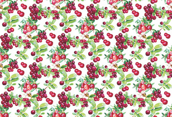 berries guarana seamless pattern background.