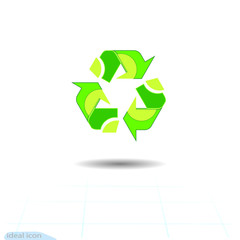 Recycled eco vector icon. Recycle arrows ecology symbol. Recycled cycle arrow. Vector illustration isolated on white background.