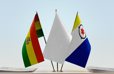 Flags of Bolivia and Bonaire with a white flag in the middle