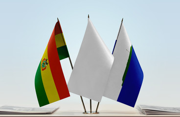 Flags of Bolivia and Navassa Island with a white flag in the middle