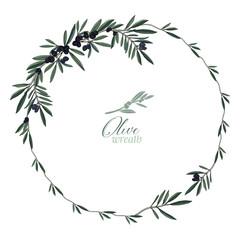 Naklejka premium Wreath of Realistic Olives perfect for weddings or food design