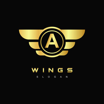 Wings Logo Design, Lettering Icon