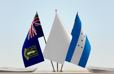Flags of British Virgin Islands and Honduras with a white flag in the middle