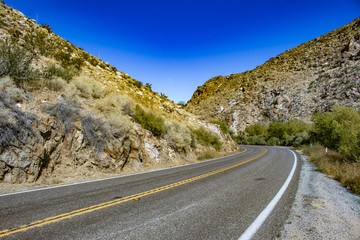 Highway Road Cutting through the Mountains in the Anza Borrego Desert