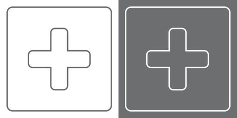 Flat Icon Button - Cross/Plus