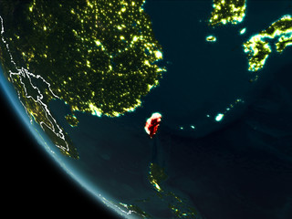 Satellite view of Taiwan at night