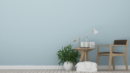 Relax space interior minimal and wall decoration empty in apartment- 3D rendering