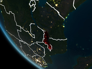 Satellite view of Malawi at night