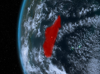 Madagascar in red at night