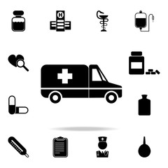 ambulance icon. Set of Medecine and hospital icons. Premium quality graphic design. Sign sand symbols collection, simple icons for websites, web design