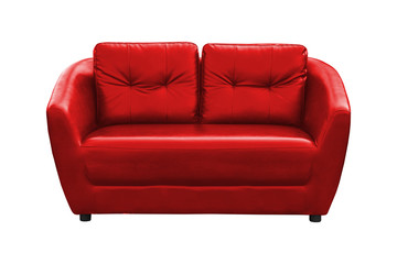 Red leather armchair isolated.