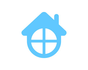 blue window house housing home residence residential real estate image vector icon