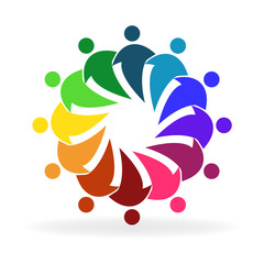 Logo teamwork hugging people image icon vector