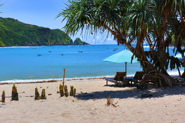 Beach Parasols and Chairs, At the Mawun Beach, Indonesia