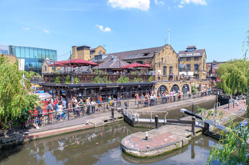 landscape of camden lock in london, uk