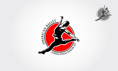 American ballet vector logo template. Smooth and detail vector, modern dancer action silhouette. Good use for symbol, logo, web icon, mascot, sticker, sign, or any design you want.  © LintangDesign