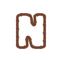 N Wood Letter Logo Icon Design