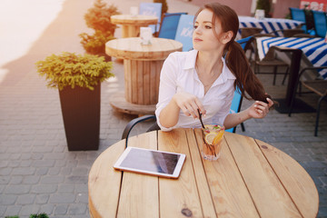 business woman enjoys gadgets